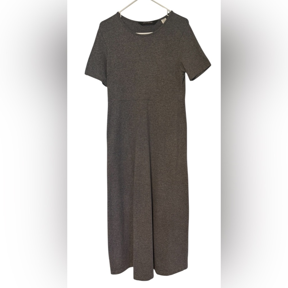 LL Bean Traveler Vintage 70s Short Sleeve Maxi Tea Dress Gray SzSmall Reg